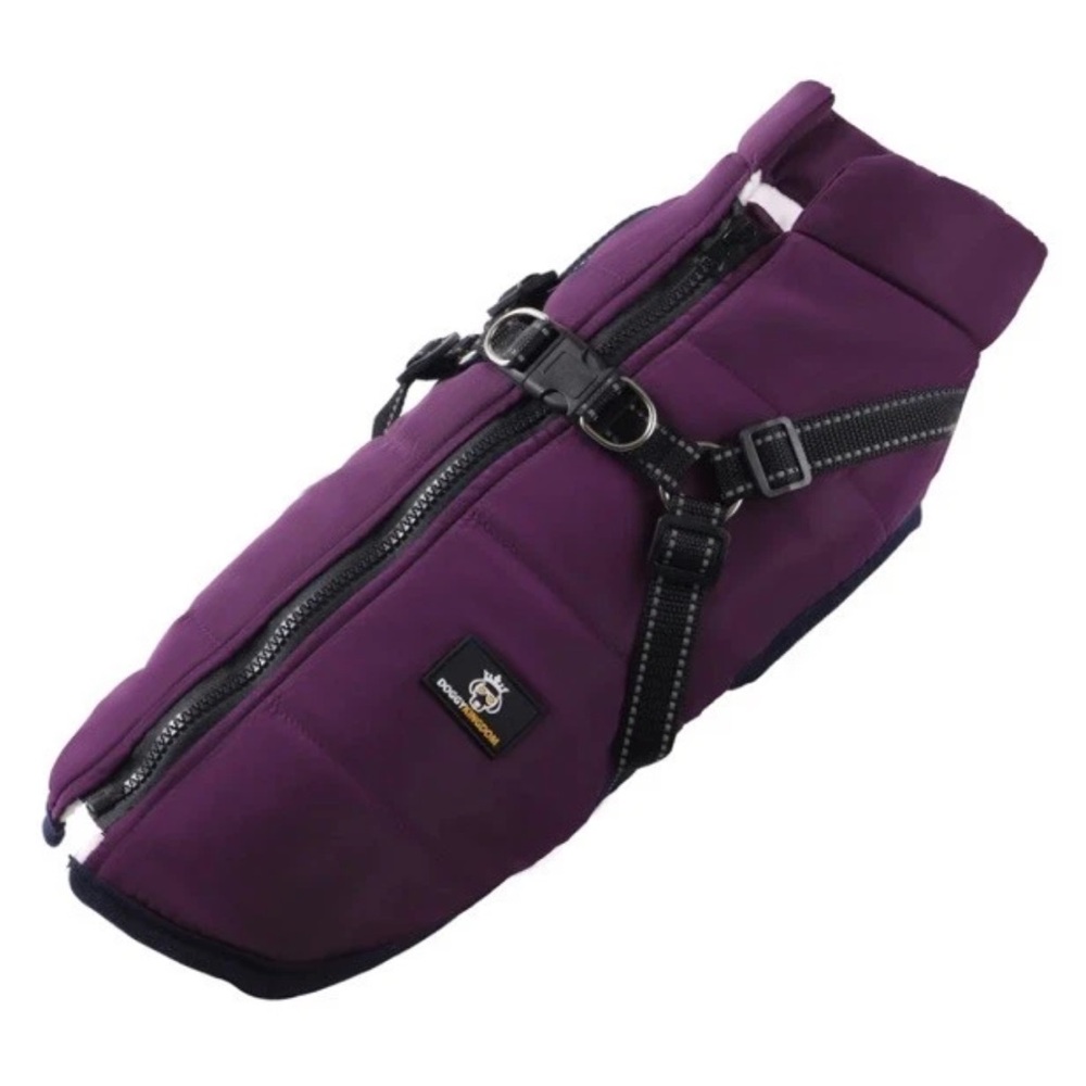 DoggyKingdom Winter Jacket Purple Dog Vest Coat w/ Reflective Harness MEDIUM